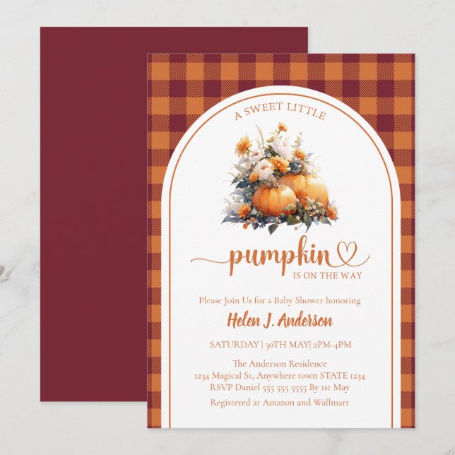 Rustic Pumpkin Fall Baby Shower Invitation (Front/Back)