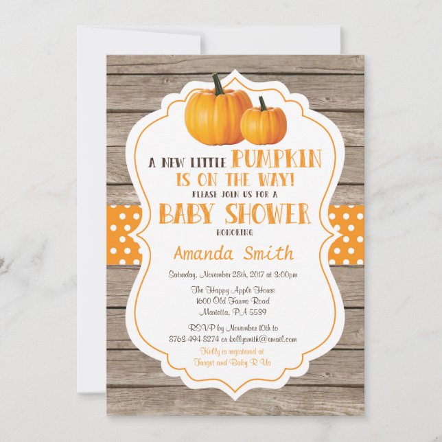 Rustic Pumpkin Fall Baby Shower Invitation (Front)