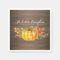Rustic Pumpkin Fall Baby Shower Napkin