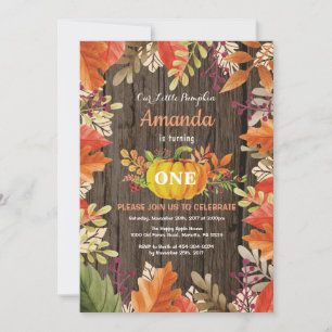 Rustic Pumpkin Fall Birthday Invitation