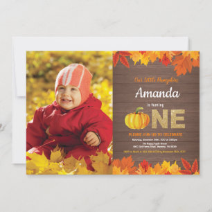 Rustic Pumpkin Fall Birthday Invitation Gold