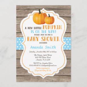 Rustic Pumpkin Fall Boy Baby Shower Invitation