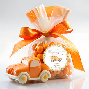 Rustic Pumpkin Fall Floral Baby Shower  Classic Round Sticker