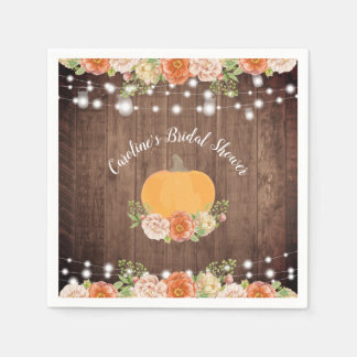 Rustic Pumpkin Fall Floral Bridal Shower Napkin