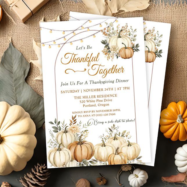 Rustic Pumpkin Fall Floral Thanksgiving Dinner Invitation (Creator Uploaded)