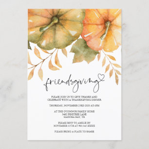 Rustic Pumpkin Fall Friendsgiving Dinner Invitation