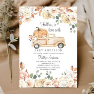Rustic Pumpkin Falling in Love Baby Shower Invitation