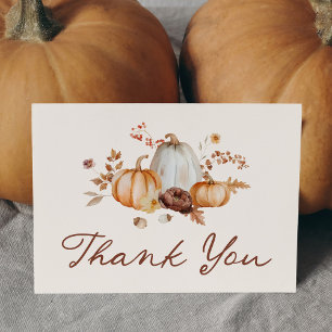 Rustic Pumpkin Floral Bridal Shower Thank You Card