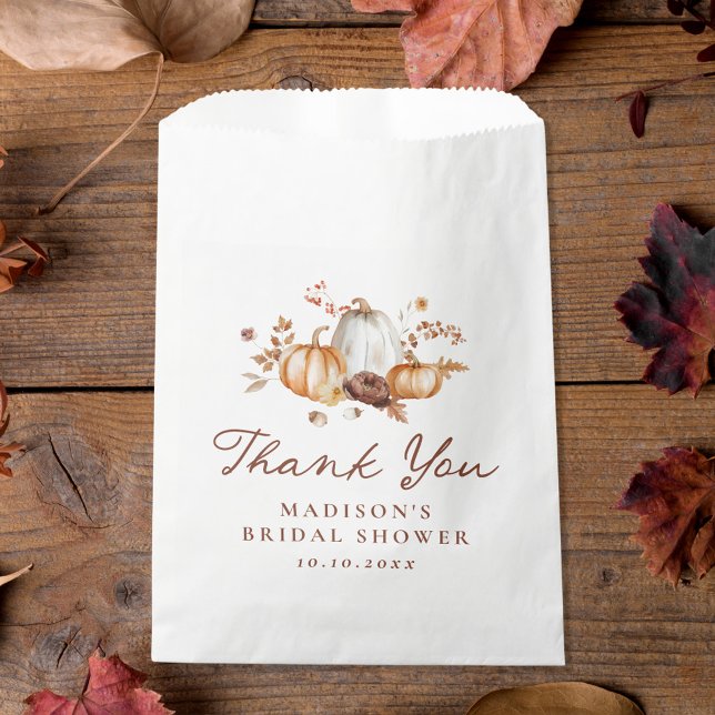 Rustic Pumpkin Floral Bridal Shower Thank You Favour Bags (Creator Uploaded)