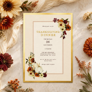 Rustic Pumpkin Floral Elegant Thanksgiving Dinner