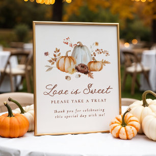 Rustic Pumpkin Floral Love is Sweet Favours Sign