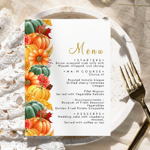 Rustic Pumpkin & Flowers Wedding Menu