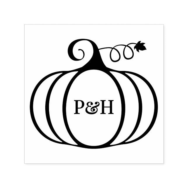 Rustic Pumpkin Frame 2 Initial Couple Monogram Self-inking Stamp (Design)