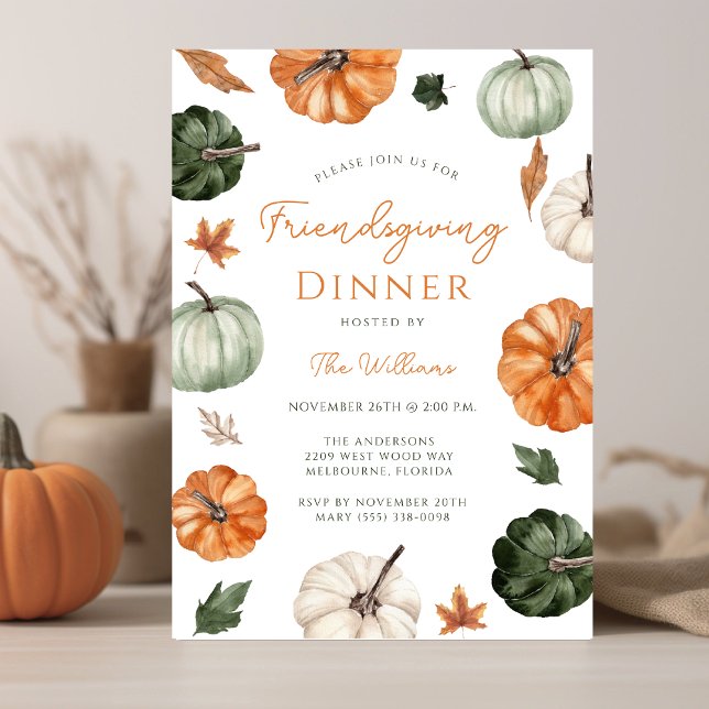 Rustic Pumpkin Friendsgiving Dinner Invitation (Creator Uploaded)