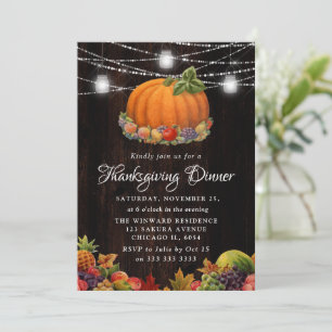 Rustic Pumpkin & Fruit Thanksgiving Dinner Invitation