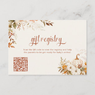Rustic Pumpkin Gift Registry Baby Shower Enclosure Card