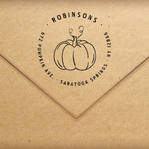 Rustic Pumpkin Halloween Fall Return Address Rubber Stamp