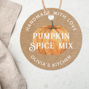 Rustic Pumpkin Handmade with Love Spice Mix Gift Favour Tags