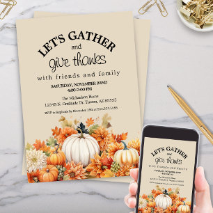 Rustic Pumpkin Lets Gather Friendsgiving Invitation