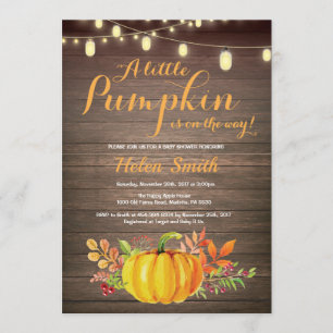 Rustic Pumpkin Mason Jar String Lights Baby Shower Invitation