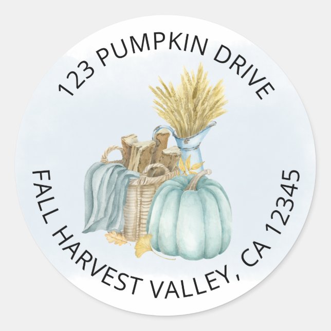 Rustic Pumpkin New Address Classic Round Sticker (Front)