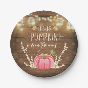 Rustic Pumpkin Paper Plates Fall Shower Wood