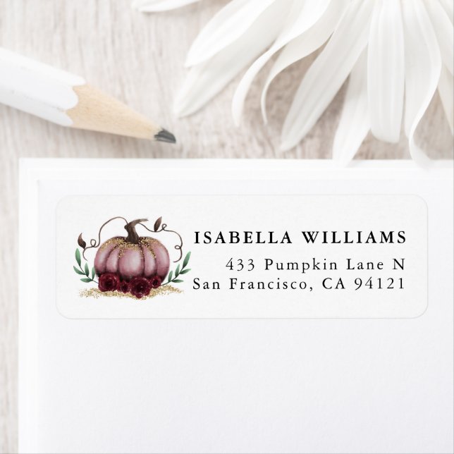 Rustic Pumpkin Pink Gold Return Address (Insitu)