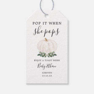 Rustic Pumpkin Pop It When She Pops Baby Shower Gift Tags