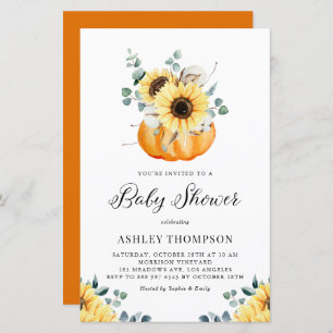 Rustic Pumpkin Sunflower Baby Shower Invitation