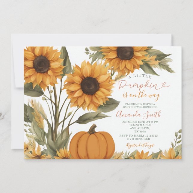 Rustic Pumpkin Sunflower Baby Shower Invite (Front)