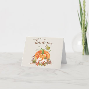 Rustic Pumpkin Thank you card Autumn Fall Neutral