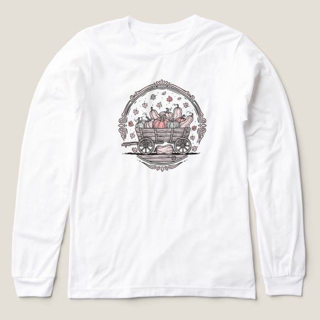 Rustic Pumpkin Wagon – Folk Art | WHITE ONLY Tri-Blend Shirt (Design Front)