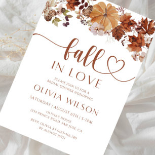 Rustic Pumpkin & Wildflower Autumn Bridal Shower Invitation