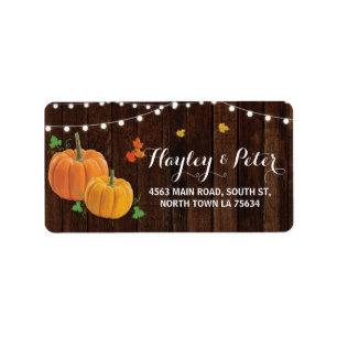 Rustic Pumpkin Wood Address Lights Labels Stickers