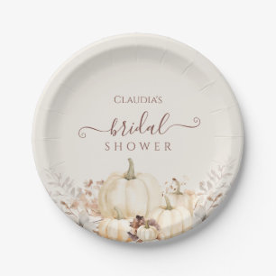 Rustic Pumpkins and Flowers Fall Bridal Shower Paper Plate
