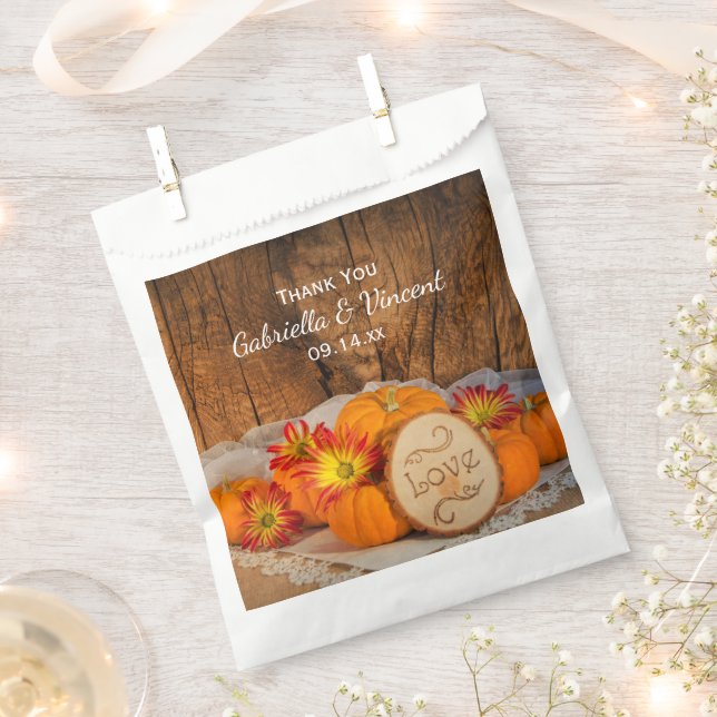 Rustic Pumpkins Fall Barn Wedding Thank You Favour Bags (Clipped)