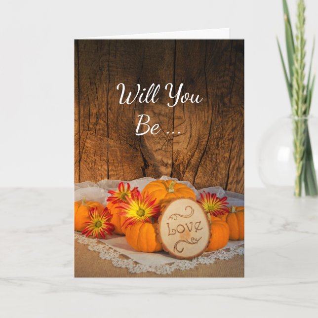 Rustic Pumpkins Fall Will You Be My Bridesmaid Invitation (Front)
