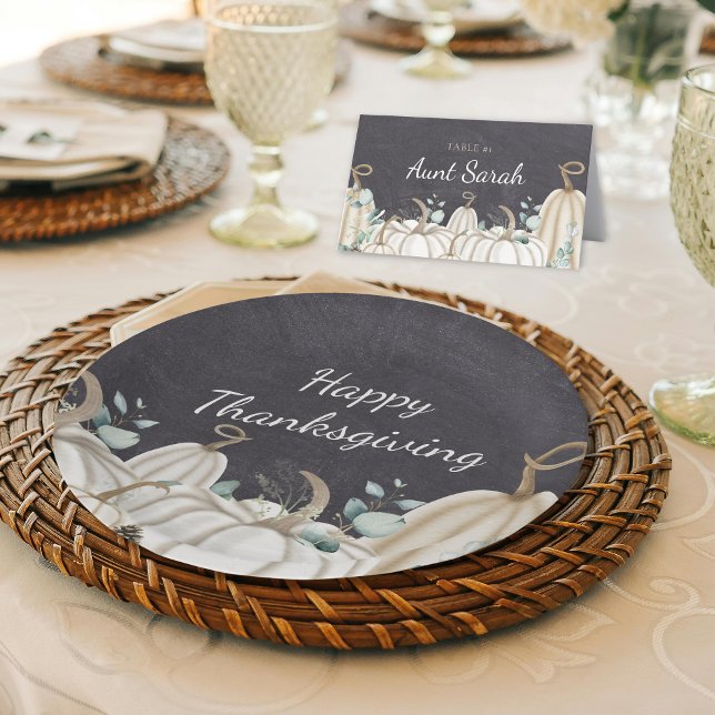 Rustic Pumpkins Farmhouse Happy Thanksgiving Paper Plate (Rustic Farmhouse Happy Thanksgiving Pumpkins Theme Paper Plates for Fall Dinner Party or Event)