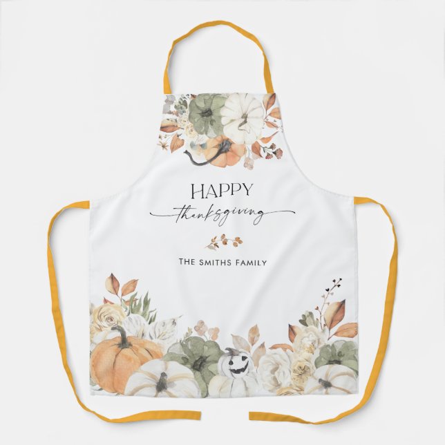 Rustic Pumpkins Thanksgiving All-Over Print Apron (Front)