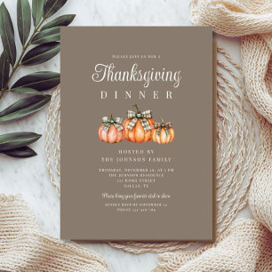 Rustic Pumpkins Thanksgiving Dinner Invitation
