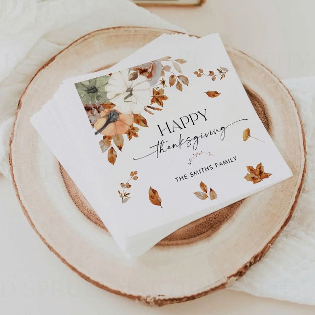 Rustic Pumpkins Thanksgiving Dinner Paper Napkin (Creator Uploaded)
