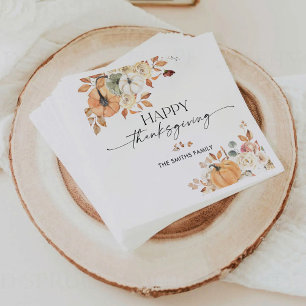 Rustic Pumpkins Thanksgiving Dinner Paper Napkin