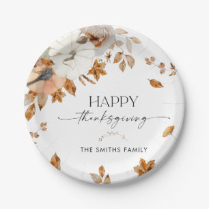 Rustic Pumpkins Thanksgiving Dinner Paper Plate 