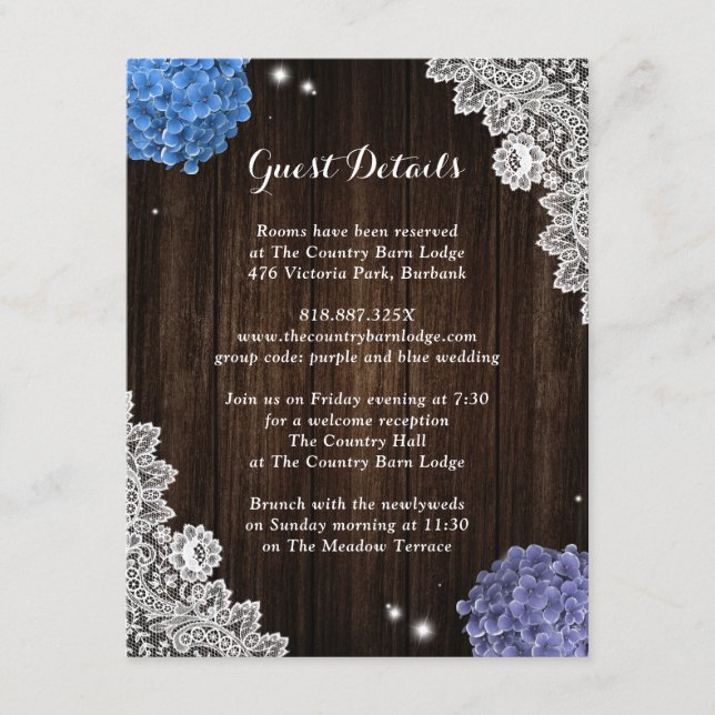 Rustic Purple and Blue Floral Enclosure Card (Front)