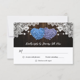 Rustic Purple and Blue Floral Wedding RSVP Card