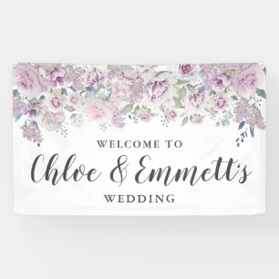 Rustic Purple and White Floral Wedding Banner