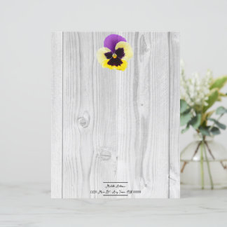 Rustic Purple and Yellow Pansy Paper Sheet