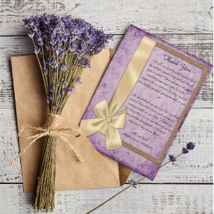 Rustic Purple Boho Wedding Thank You Invitation