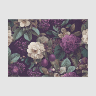 Rustic Purple Botanical Bold Vintage Boho Floral Tissue Paper