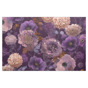 Rustic Purple Botanical Bold Vintage Floral Fabric